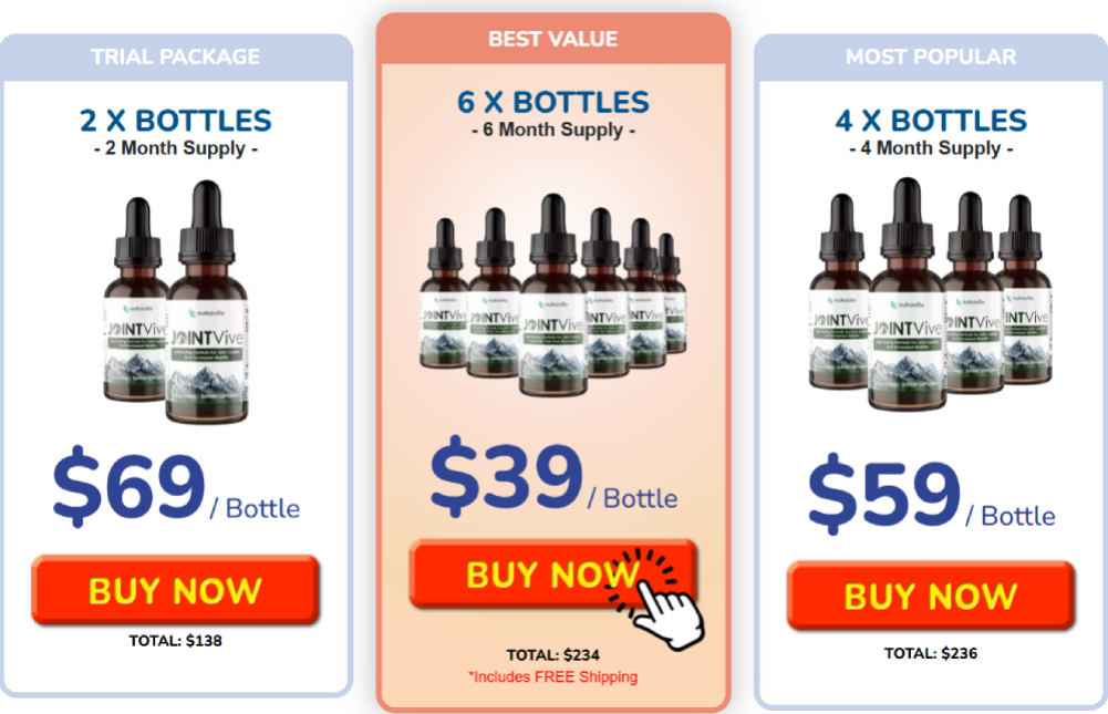 Limited time promotional offer for JointVive joint support supplement with discounted pricing options